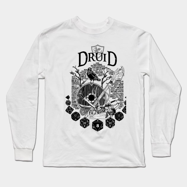 RPG Class Series: Druid - Black Version Long Sleeve T-Shirt by Milmino